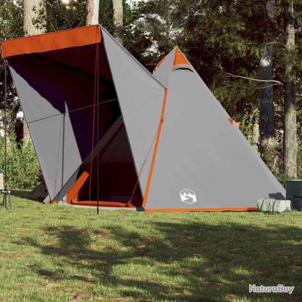 Tente familiale tipi 6 personnes gris et orange impermable alsavelo