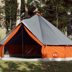 Tente familiale tipi 12 personnes gris et orange imperméable alsavelo
