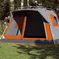Tente familiale cabine 7personnes gris orange dégagement rapide alsavelo