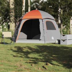 Tente de familiale igloo 6 personnes gris orange imperméable alsavelo