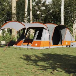 Tente de camping tunnel 5 personnes gris et orange imperméable alsavelo
