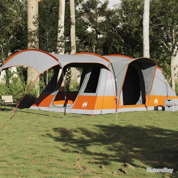 Tente de camping tunnel 5 personnes gris et orange impermable alsavelo