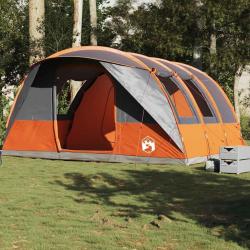 Tente de camping tunnel 5 personnes gris et orange imperméable alsavelo