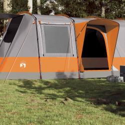 Tente de camping tunnel 4 personnes gris et orange imperméable alsavelo