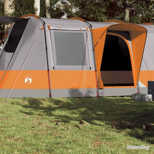 Tente de camping tunnel 4 personnes gris et orange impermable alsavelo