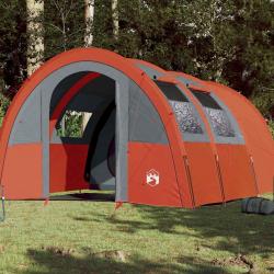 Tente de camping tunnel 4 personnes gris et orange imperméable alsavelo
