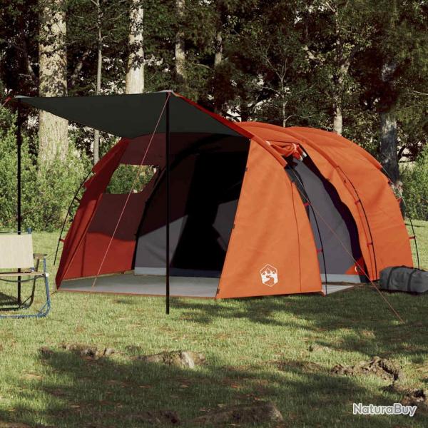 Tente de camping tunnel 4 personnes gris et orange impermable alsavelo