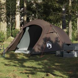 Tente de camping tunnel 3 personnes marron imperméable alsavelo