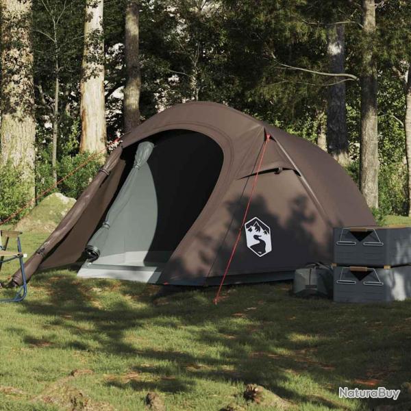 Tente de camping tunnel 3 personnes marron impermable alsavelo