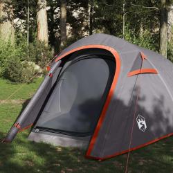 Tente de camping tunnel 3 personnes gris et orange imperméable alsavelo