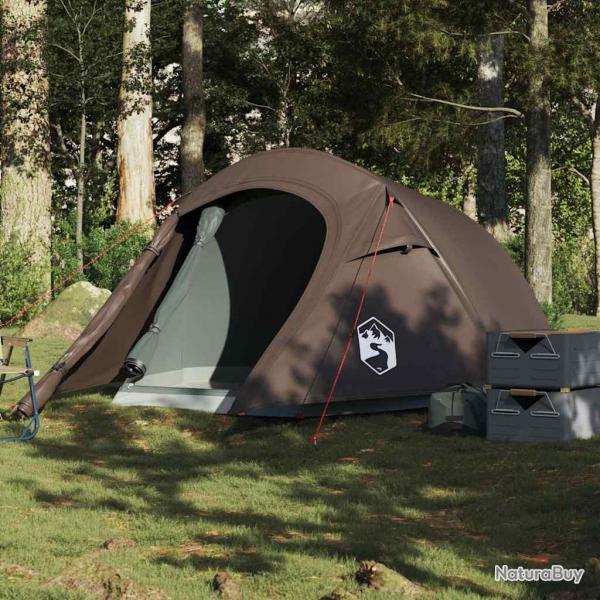 Tente de camping tunnel 2 personnes marron impermable alsavelo