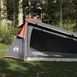 Tente de camping tunnel 2 personnes gris et orange imperméable alsavelo