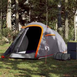 Tente de camping tunnel 2 personnes gris et orange imperméable alsavelo