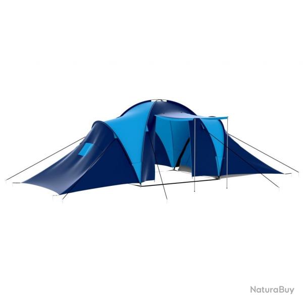 Tente de camping Tissu 9 personnes Bleu fonc et bleu alsavelo