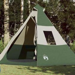 Tente de camping tipi 7 personnes vert imperméable alsavelo