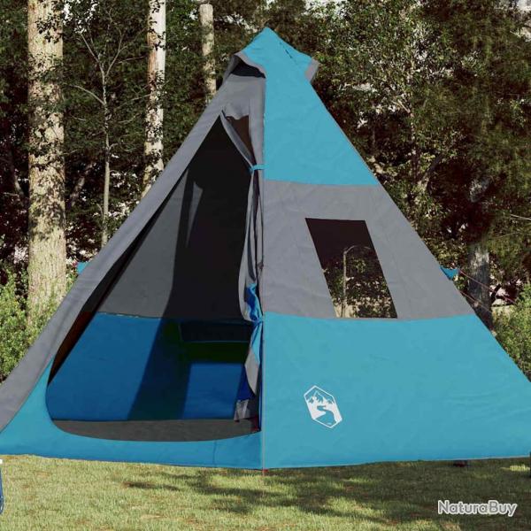 Tente de camping tipi 7 personnes bleu impermable alsavelo