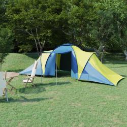 Tente de camping pour 6 personnes bleu et jaune alsavelo