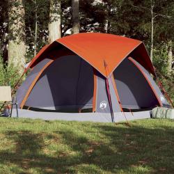 Tente de camping de cabine 4 personnes gris orange imperméable alsavelo
