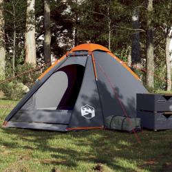 Tente de camping à dôme 4 personnes gris et orange imperméable alsavelo