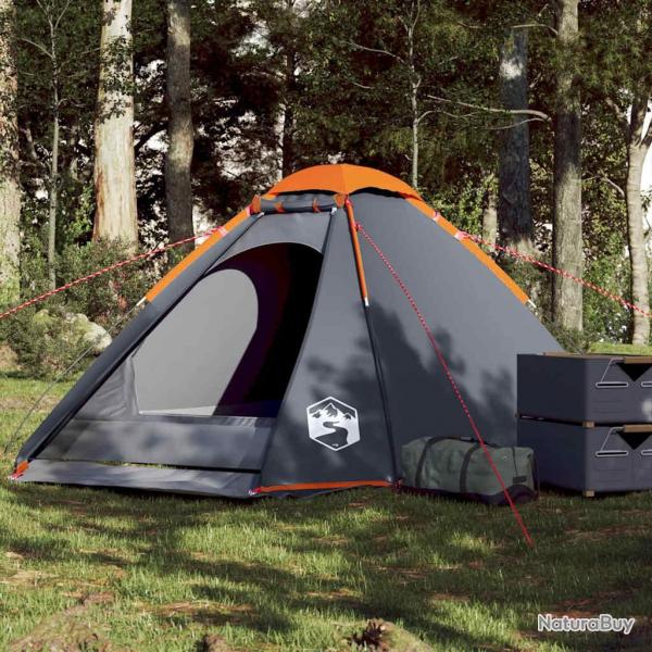 Tente de camping  dme 4 personnes gris et orange impermable alsavelo