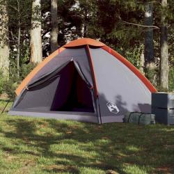 Tente de camping à dôme 4 personnes gris et orange imperméable alsavelo