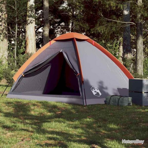 Tente de camping  dme 4 personnes gris et orange impermable alsavelo