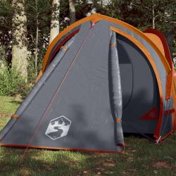 Tente de camping à dôme 2 personnes gris et orange imperméable alsavelo