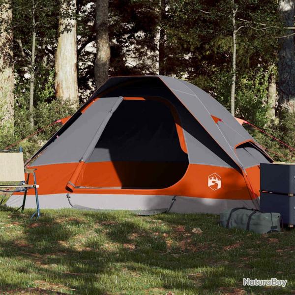 Tente de camping  dme 2 personnes gris et orange impermable alsavelo
