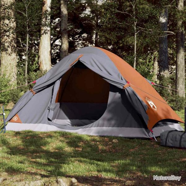 Tente de camping  dme 2 personnes gris et orange impermable alsavelo