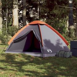 Tente de camping à dôme 2 personnes gris et orange imperméable alsavelo