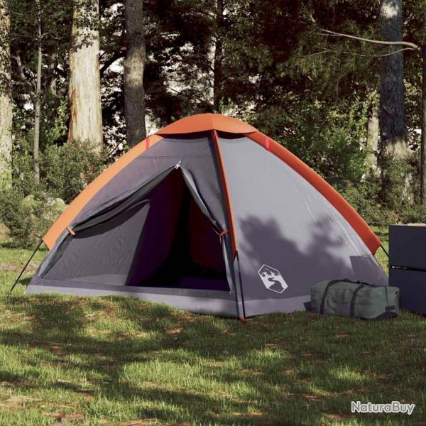 Tente de camping  dme 2 personnes gris et orange impermable alsavelo