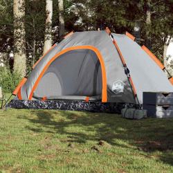 Tente de camping 5 personnes gris et orange libération rapide alsavelo
