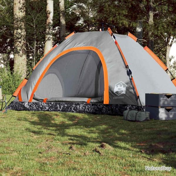 Tente de camping 5 personnes gris et orange libration rapide alsavelo