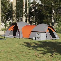Tente de camping 5 personnes gris et orange imperméable alsavelo