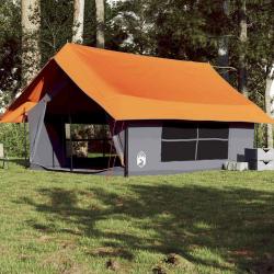 Tente de camping 5 personnes gris et orange imperméable alsavelo