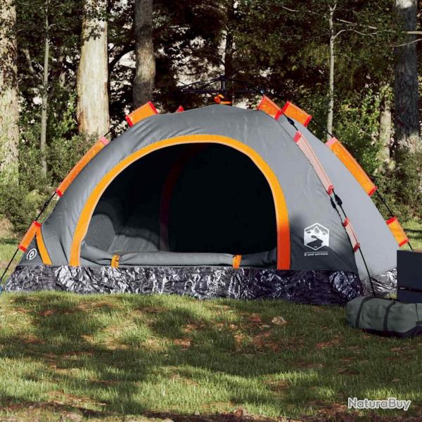 Tente de camping 4 personnes gris et orange libration rapide alsavelo