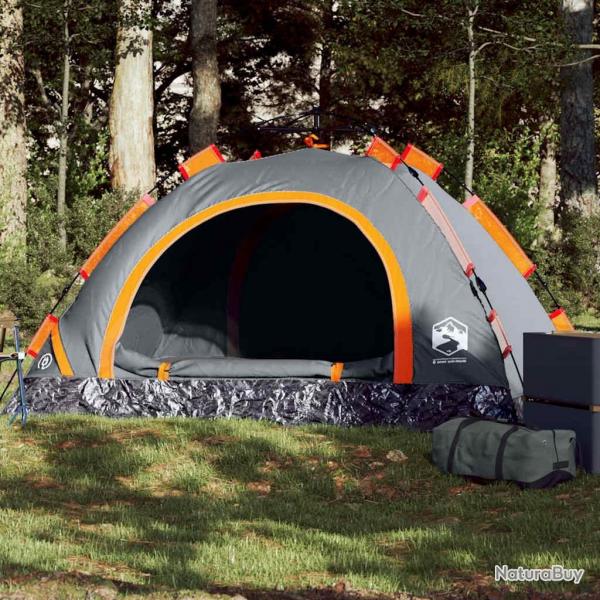 Tente de camping 2 personnes gris et orange libration rapide alsavelo