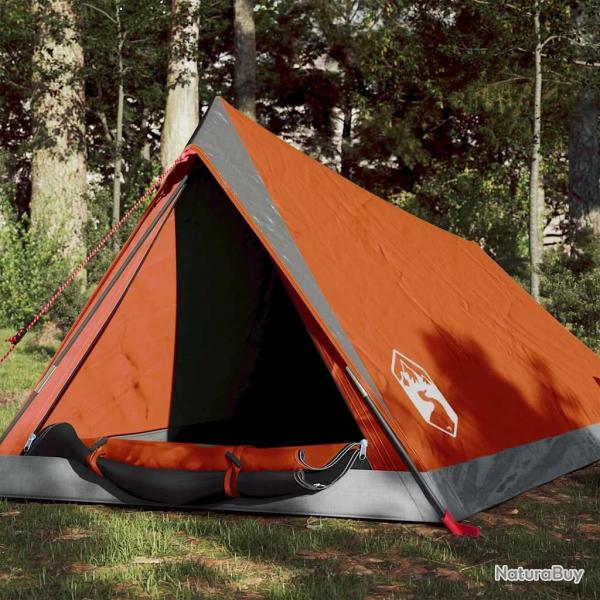 Tente de camping 2 personnes gris et orange impermable alsavelo