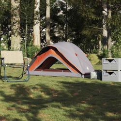 Tente de camping 1 personne gris et orange imperméable alsavelo