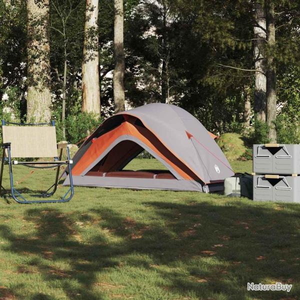 Tente de camping 1 personne gris et orange impermable alsavelo