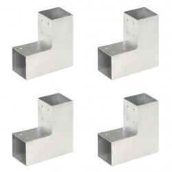 Connecteurs de poteau 4 pcs Forme en L Métal galvanisé 81x81 mm