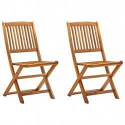 Chaises pliables d'extérieur lot de 2 Bois d'acacia solide