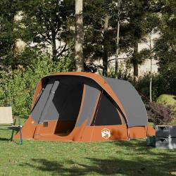 Tente de camping de cabine 4 personnes gris orange imperméable