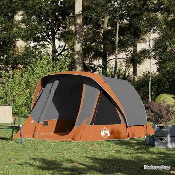 Tente de camping de cabine 4 personnes gris orange impermable