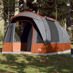 Tente de camping tunnel 3 personnes gris et orange imperméable