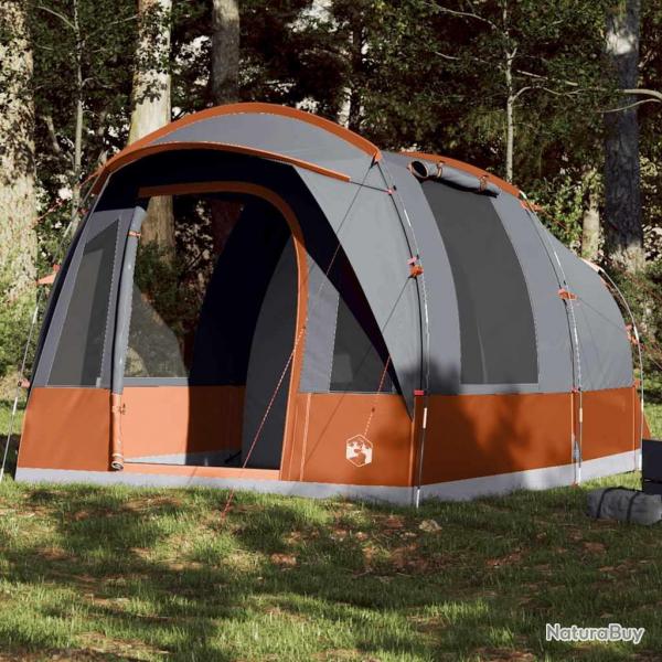 Tente de camping tunnel 3 personnes gris et orange impermable