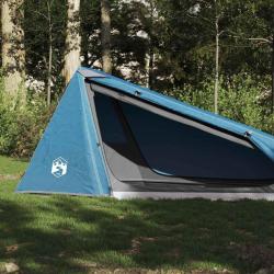 Tente de camping tunnel 1 personne bleu imperméable