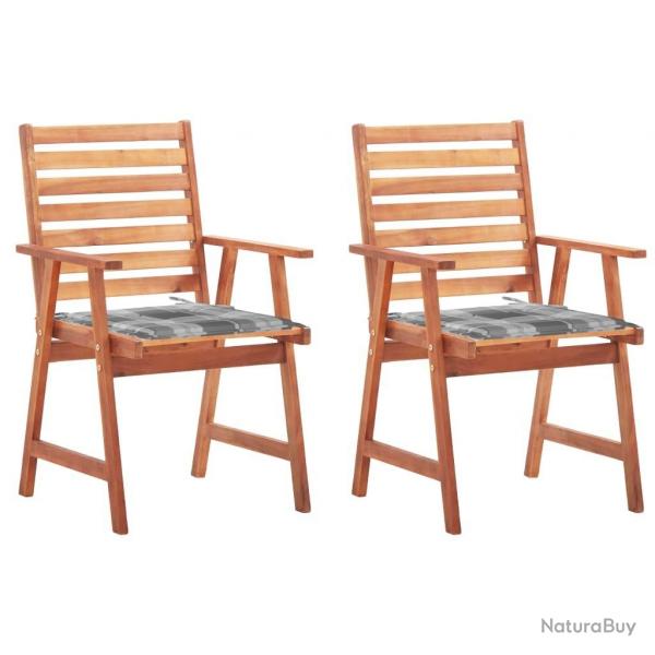 Chaises  manger d'extrieur lot de 2 et coussins Acacia massif