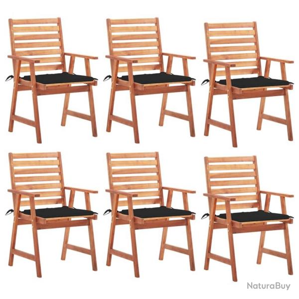 Chaises  manger d'extrieur lot de 6 et coussins Acacia massif
