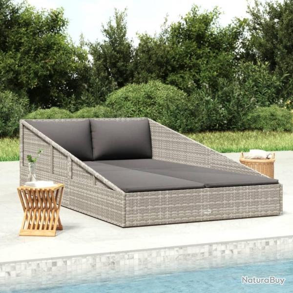 Lit de jardin Gris 110x200 cm Rsine tresse